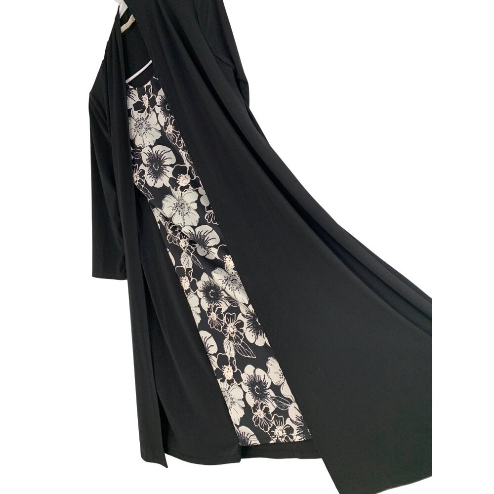 Tiffany & Grey Layered Look Dress Small Floral & Cardigan Overlay RCC10455